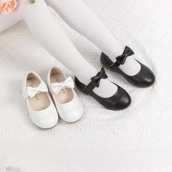 Meckior Toddler Little Girl Mary Jane Dress Shoes Ballet Flats for Girl Party School Shoes Bowknot Princess ShoesB02Black