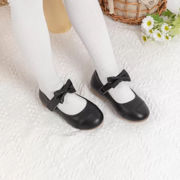 Meckior Toddler Little Girl Mary Jane Dress Shoes Ballet Flats for Girl Party School Shoes Bowknot Princess ShoesB02Black