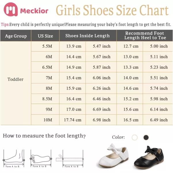 Meckior Toddler Little Girl Mary Jane Dress Shoes Ballet Flats for Girl Party School Shoes Bowknot Princess ShoesB02White