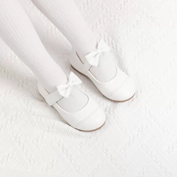 Meckior Toddler Little Girl Mary Jane Dress Shoes Ballet Flats for Girl Party School Shoes Bowknot Princess ShoesB02White