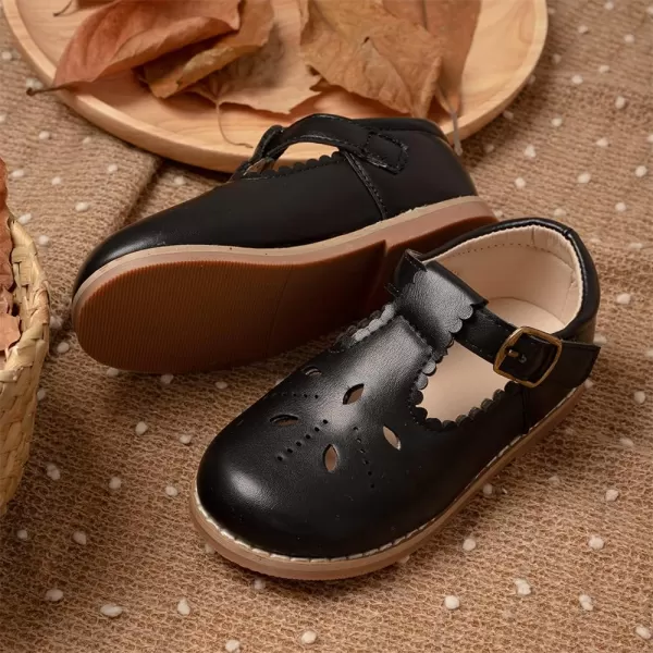 Meckior Toddler Little Girl Mary Jane Dress Shoes Ballet Flats for Girl Party School Shoes Bowknot Princess ShoesD20Black
