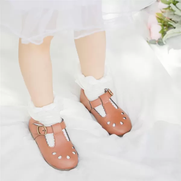 Meckior Toddler Little Girl Mary Jane Dress Shoes Ballet Flats for Girl Party School Shoes Bowknot Princess ShoesDBrown