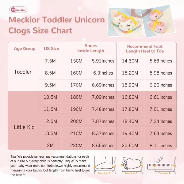 Meckior Toddler Little Girls Boys Clogs Cute Cartoon Garden Water Sandals Lightweight Slipon Slides Slippers Children Kids Indoor Outdoor Summer Pool Beach ShoesToddlerLittle KidAUnicorn Pink