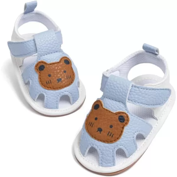 Meckior Baby Infant Boy Girl Sandals Newborn NonSlip Soft Rubber Sole Sandals for Baby Boys OpenToe Outdoor Casual Summer First Walkers ShoesD10Light Blue