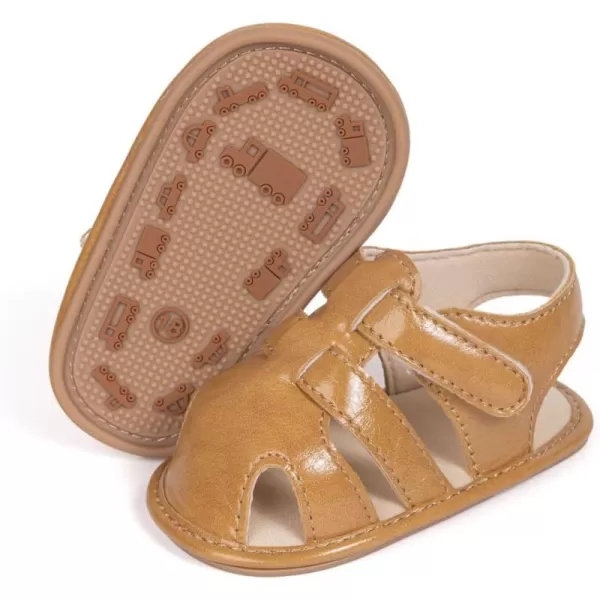 Meckior Baby Infant Boy Girl Sandals Newborn NonSlip Soft Rubber Sole Sandals for Baby Boys OpenToe Outdoor Casual Summer First Walkers ShoesDApricot