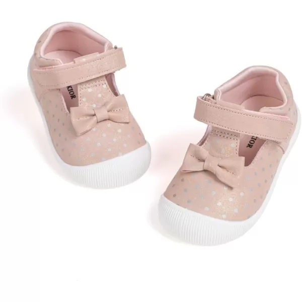 Meckior Baby Toddler Girls Walking Shoes TStrap Dress Summer Shoes for Girls Mary Jane NonSlip AntiCollision Toe Lightweight First Walker Shoes Wedding Dress ShoesA01Pink