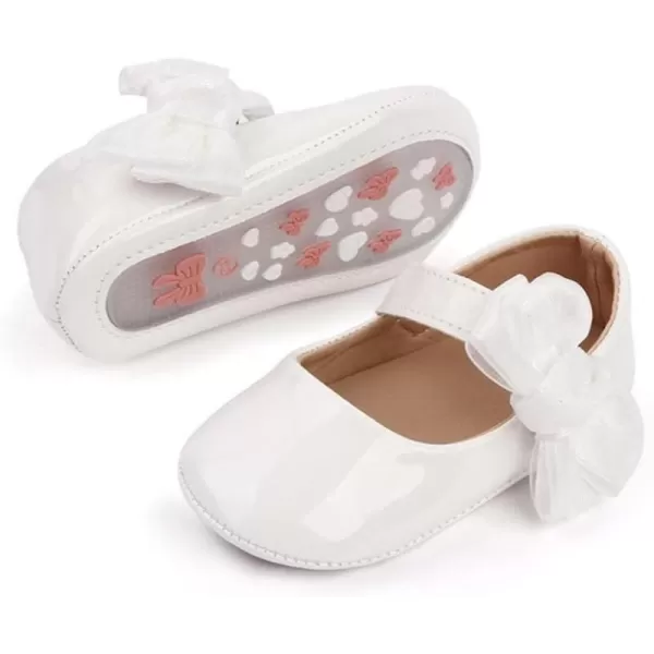 Meckior Infant Baby Girls Soft Sole Bowknot Princess Wedding Dress Mary Jane Flats Prewalker Newborn Light Baby Sneaker ShoesB05White