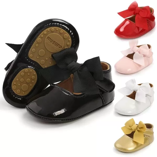 Meckior Infant Baby Girls Soft Sole Bowknot Princess Wedding Dress Mary Jane Flats Prewalker Newborn Light Baby Sneaker ShoesC20Black