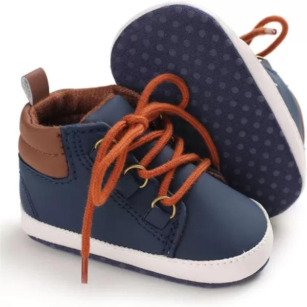 Meckior Toddler Baby Boys Girls High Tops Ankle Sneakers Soft AntiSlip Sole PU Leather Moccasins Infant Newborn Prewalker First Walking Crib ShoesD01Blue