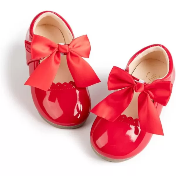 Meckior Toddler Little Girl Mary Jane Dress Shoes Ballet Flats for Girl Party School Shoes Bowknot Princess ShoesA03Red