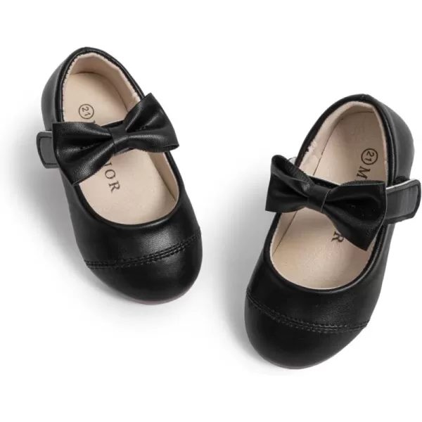 Meckior Toddler Little Girl Mary Jane Dress Shoes Ballet Flats for Girl Party School Shoes Bowknot Princess ShoesB02Black