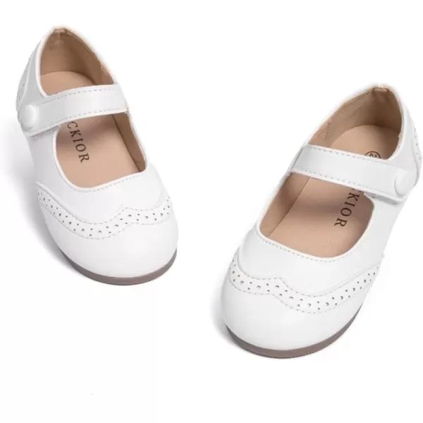 Meckior Toddler Little Girl Mary Jane Dress Shoes Ballet Flats for Girl Party School Shoes Bowknot Princess ShoesD15White