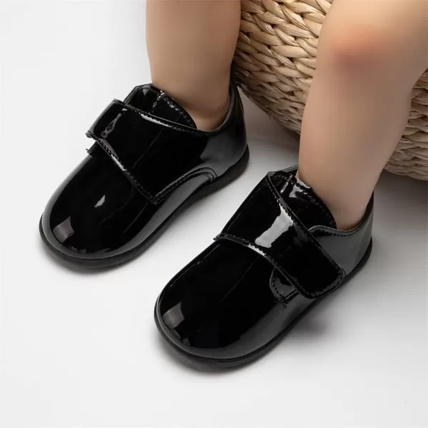 imageMeckior Infant Baby Boys Girls Classic PU Leather Wedding Loafers Brogue Toddler Oxford Dress Shoes First Steps Walking Flat Lazy Crib ShoeA04Black