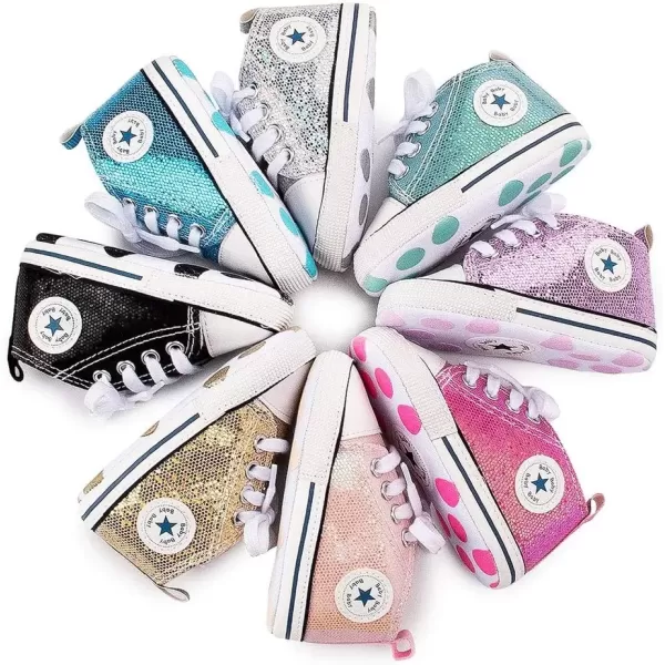 imageMeckior Infant Baby Boys Girls Canvas Sneaker Soft Sole First Walkers Trainers Lace Up Casual Toddler Shoes