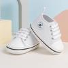 imageMeckior Baby Girls Boys Canvas Sneakers Soft Sole HighTop Ankle Infant First Walkers Crib ShoesA27White