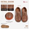 imageMeckior Toddler Boys Girls Dress Shoes Little Kid Oxford Shoes Wedding Church Dress Shoes PU Leather Lace Up School Uniform Loafer FlatsADeep Brown