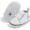 imageMeckior Baby Girls Boys Canvas Sneakers Soft Sole HighTop Ankle Infant First Walkers Crib ShoesA27White