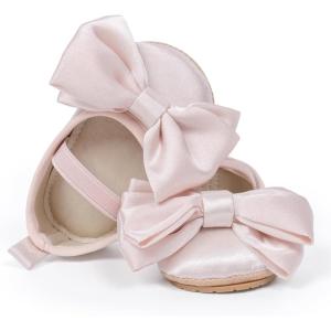 imageMeckior Infant Baby Girls Boys Handmade Princess Flats Toddler First Walkers Soft PU Leather NonSlip Crib Wedding Dress ShoesA03pink