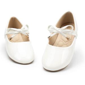 imageMeckior Toddler Little Girl Mary Jane Dress Shoes Ballet Flats for Girl Party School Shoes Bowknot Princess ShoesZ06White