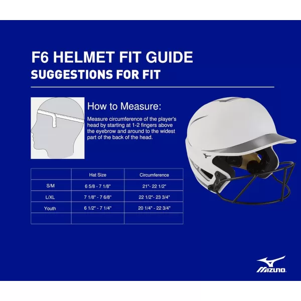imageMizuno Adult F6 Fastpitch Softball Batting Helmet with MaskWhiteForest