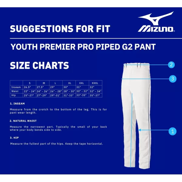 imageMizuno Youth Premier Pro Piped G2 Baseball PantWhiteRoyal