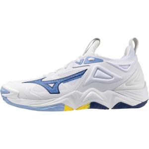 imageMizuno UnisexAdult Wave Momentum 3 Volleyball ShoeWhitebellwether Blue