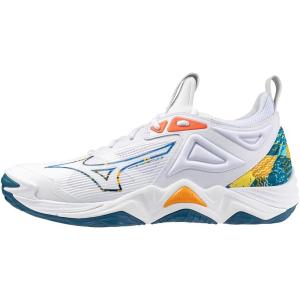 imageMizuno UnisexAdult Wave Momentum 3 Volleyball ShoeWhitemoroccan Blue