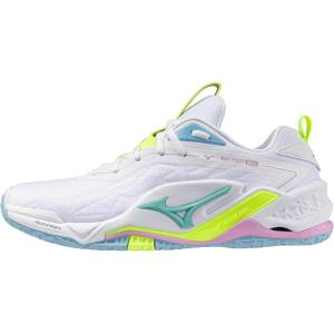 imageMizuno UnisexAdult Wave Stealth Neo 2 Volleyball ShoeWhiteNeo Lime