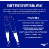 imageMizuno Girls Belted Fastpitch Softball PantBlack