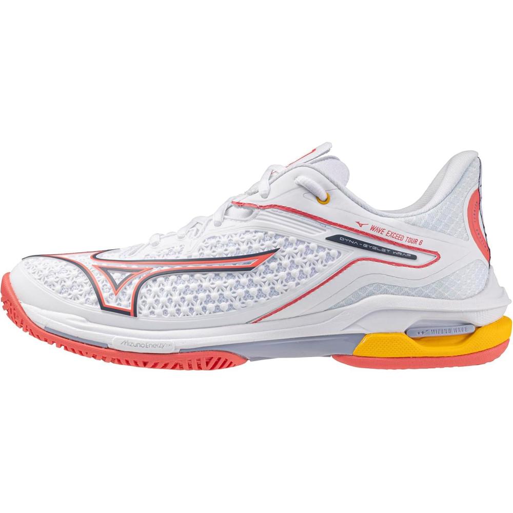 imageMizuno Womens Wave Exceed Tour 6 All Court Tennis ShoeWhitecalypso Coral