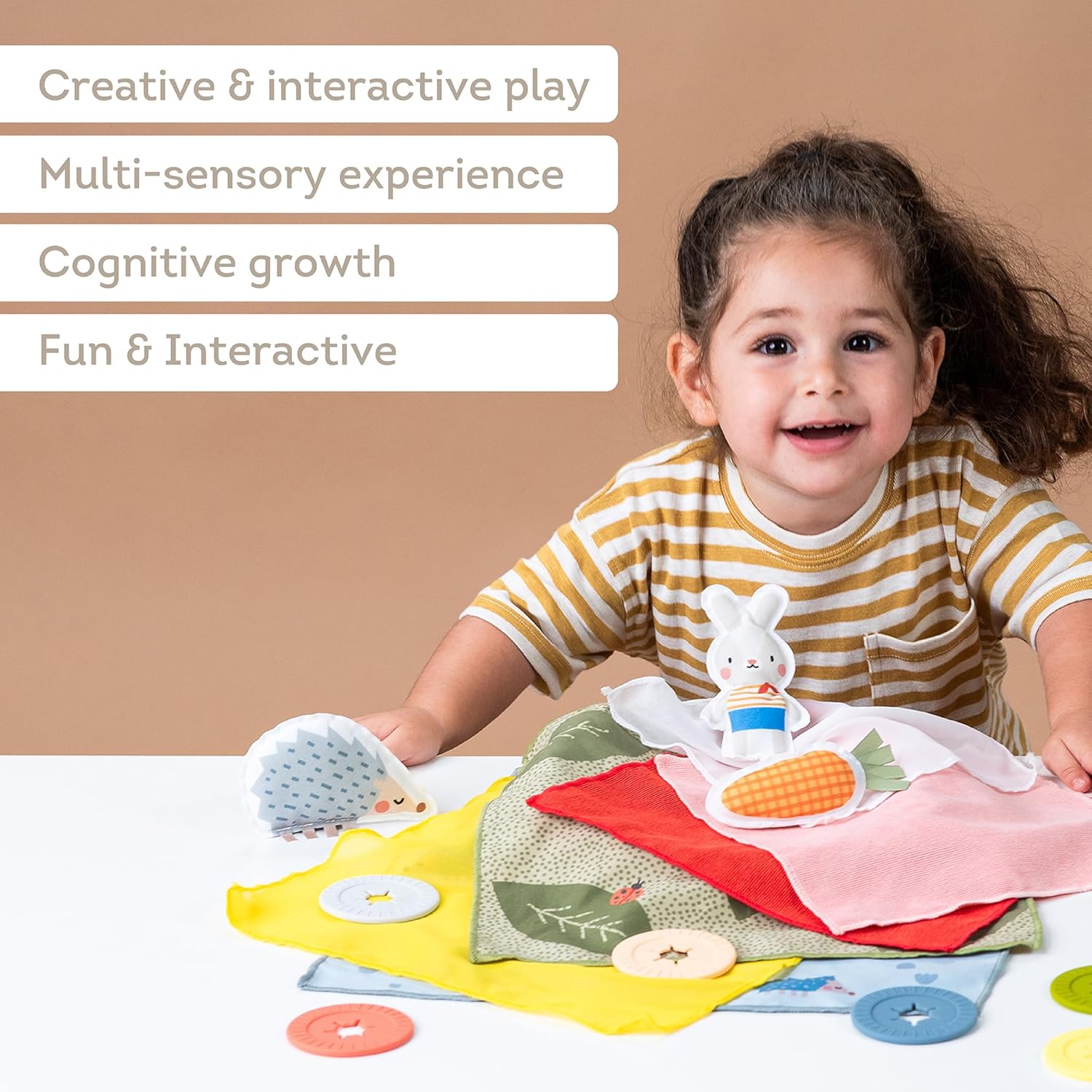 Taf Toys PeekaBoo Whats Inside Sensory Toy for Babies 18 Months ampamp up Montessori Tissue Toy for Color Matching ampamp Fine Motor Skills Development Baby Toy with Hidden Activity Toys