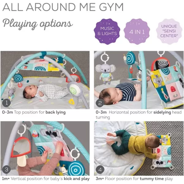 Taf Toys 4 in 1 Music and Light All Around Me Baby Activity Gym Thickly Padded with Soft Mat and a Unique SensiCenter for a Variety of Body Positioning for Newborn and Up