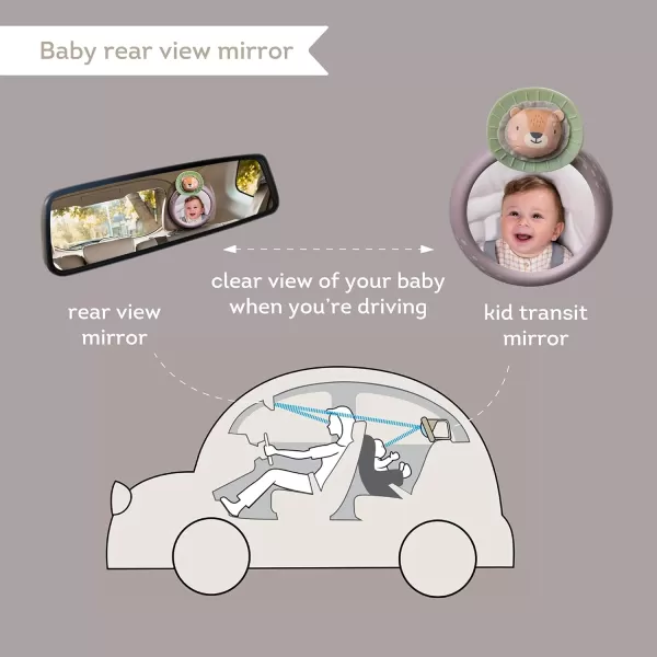 Taf Toys Baby Car Mirror Stable WobbleFree Rear Facing Car Back Seat Mirror for Infant Safety Clear View Monitor with Playful Savannah Design Enhances Cognitive Development ampamp Sensory StimulationGray