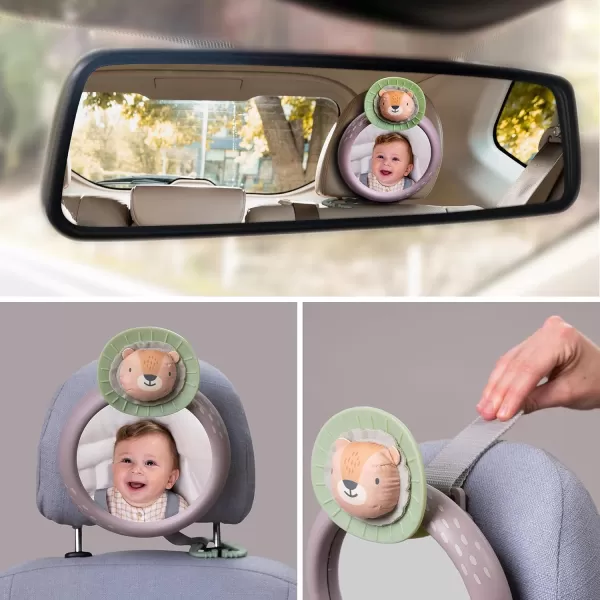 Taf Toys Baby Car Mirror Stable WobbleFree Rear Facing Car Back Seat Mirror for Infant Safety Clear View Monitor with Playful Savannah Design Enhances Cognitive Development ampamp Sensory StimulationGray