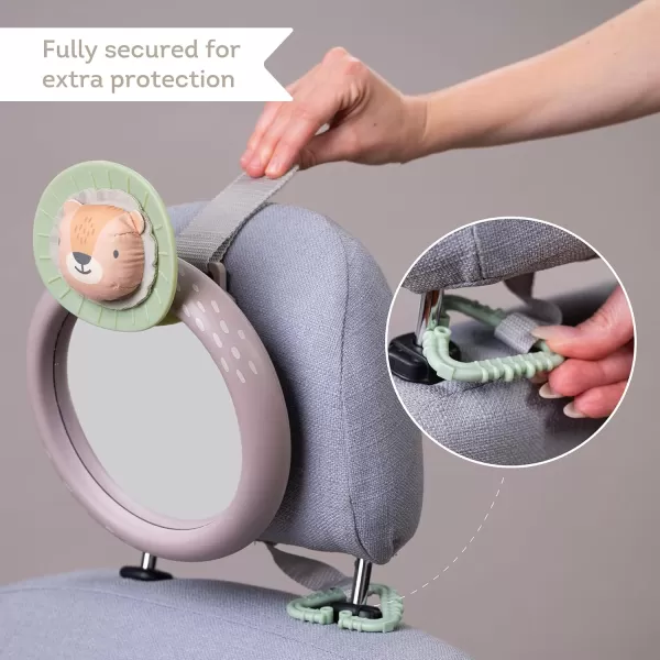 Taf Toys Baby Car Mirror Stable WobbleFree Rear Facing Car Back Seat Mirror for Infant Safety Clear View Monitor with Playful Savannah Design Enhances Cognitive Development ampamp Sensory StimulationGray