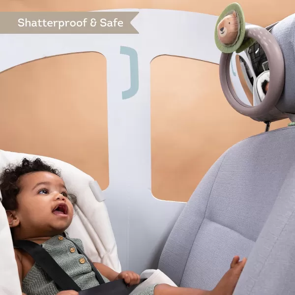 Taf Toys Baby Car Mirror Stable WobbleFree Rear Facing Car Back Seat Mirror for Infant Safety Clear View Monitor with Playful Savannah Design Enhances Cognitive Development ampamp Sensory StimulationGray