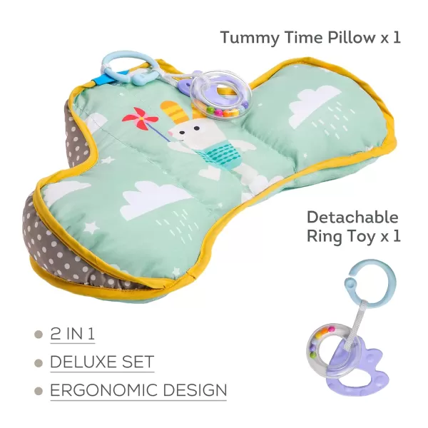 Taf Toys Baby Tummy Time Pillow  Perfect for 26 Months Old Babies Enables Easier Development ampamp Easier Parenting Natural Developmental Comfortable Tummy Time Ergonomic Design Detachable ToysGreen