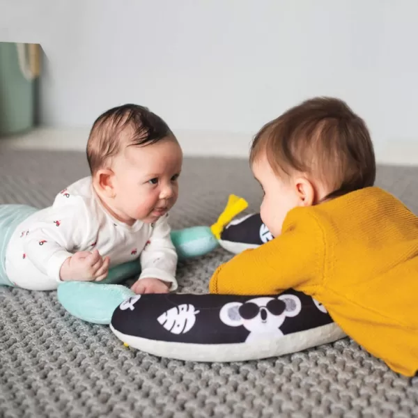 Taf Toys Baby Tummy Time Pillow  Perfect for 26 Months Old Babies Enables Easier Development ampamp Easier Parenting Natural Developmental Comfortable Tummy Time Ergonomic Design Detachable ToysBlack and White