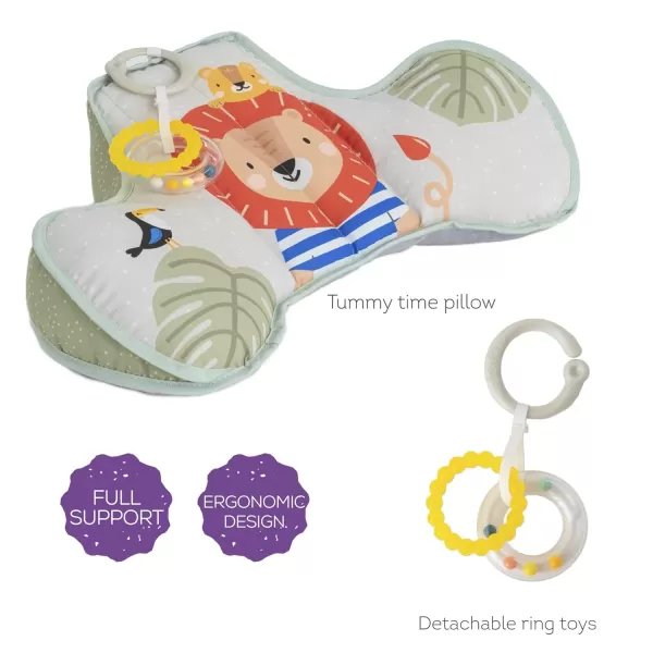 Taf Toys Baby Tummy Time Pillow  Perfect for 26 Months Old Babies Enables Easier Development ampamp Easier Parenting Natural Developmental Comfortable Tummy Time Ergonomic Design Detachable ToysGrey