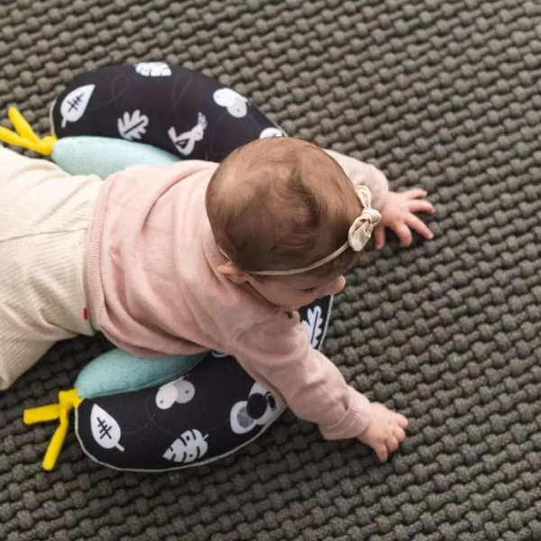 Taf Toys Baby Tummy Time Pillow  Perfect for 26 Months Old Babies Enables Easier Development ampamp Easier Parenting Natural Developmental Comfortable Tummy Time Ergonomic Design Detachable ToysBlack and White