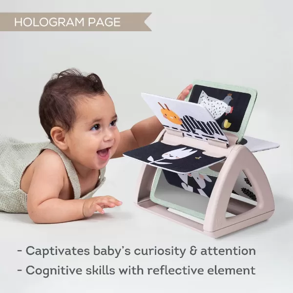 Taf Toys Black ampamp White Rattling Spinning Book High Contrast Newborn Baby Toy 06 612 Months with Mirror for Visual Stimulation Tummy Time ampamp Early Cognitive Development Montessori Learning Activity