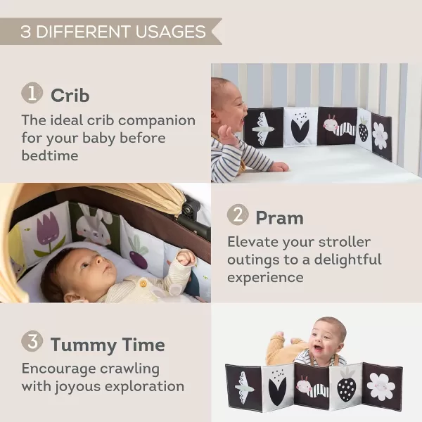 Taf Toys Bunny Black and White Soft Sensory Books Pram Book High Contrast Baby Toys 036 Months Essentials Tummy Time Pram Stroller Car Seat Toy Infant Toys Newborn Essentials Must Haves