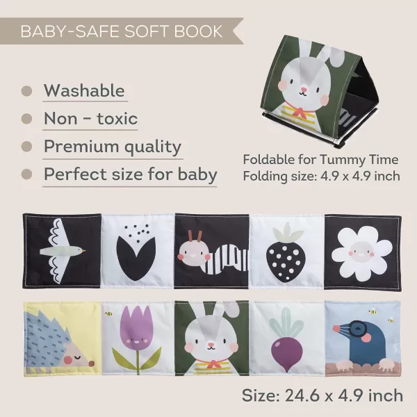 Taf Toys Bunny Black and White Soft Sensory Books Pram Book High Contrast Baby Toys 036 Months Essentials Tummy Time Pram Stroller Car Seat Toy Infant Toys Newborn Essentials Must Haves