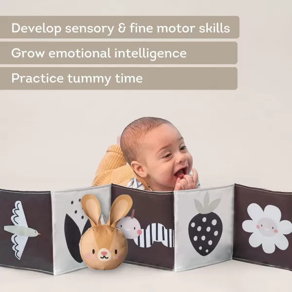 Taf Toys Bunny Pram Book ampamp Toy Set  High Contrast Black ampamp White Infant Visual Stimulation  Soft Fabric for Newborn Cognitive Development  Baby Essential Montessori Toy for 06 Months