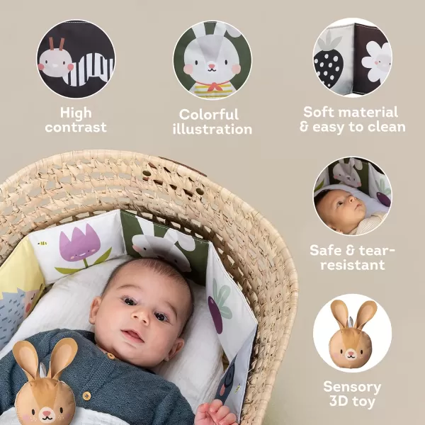 Taf Toys Bunny Pram Book ampamp Toy Set  High Contrast Black ampamp White Infant Visual Stimulation  Soft Fabric for Newborn Cognitive Development  Baby Essential Montessori Toy for 06 Months