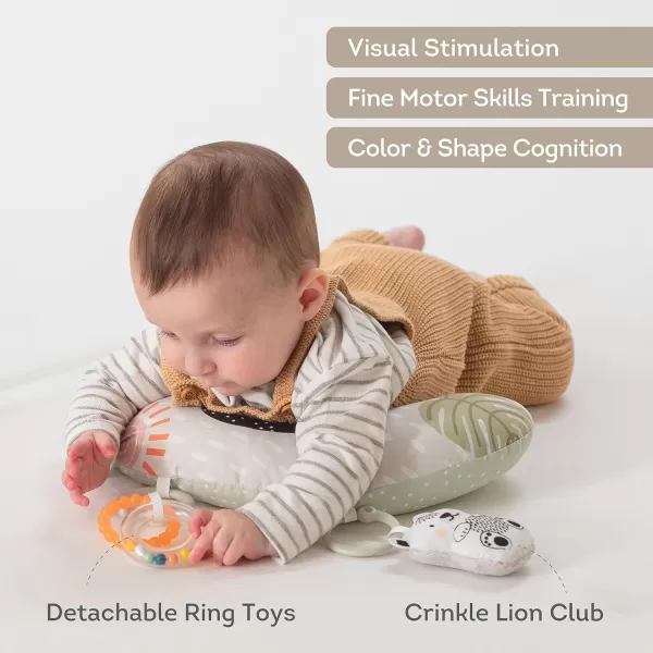 Taf Toys Ergonomic Tummy Time Pillow with Teether and Rattle  Soft and Supportive Baby Prop Pillow for Enhanced Motor Skills Development