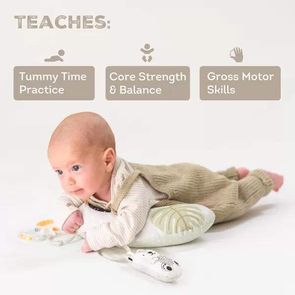 Taf Toys Ergonomic Tummy Time Pillow with Teether and Rattle  Soft and Supportive Baby Prop Pillow for Enhanced Motor Skills Development