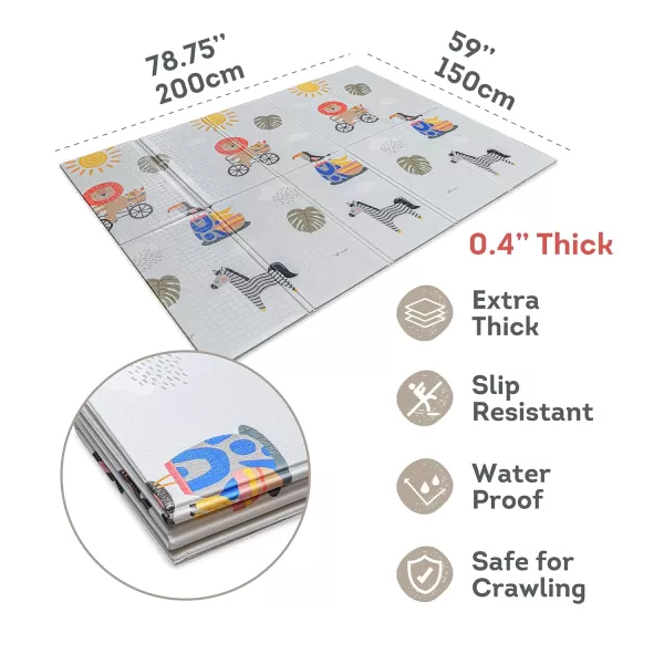 Taf Toys ExtraLarge Cushioned Folded Baby Play Mat Foam Play Mat 79quot x 59quot Large Baby Mat for Floor Foldable Playmats for Babies and Toddlers Waterproof Foam Playmat Kids Play Mat with Travel BagMulti
