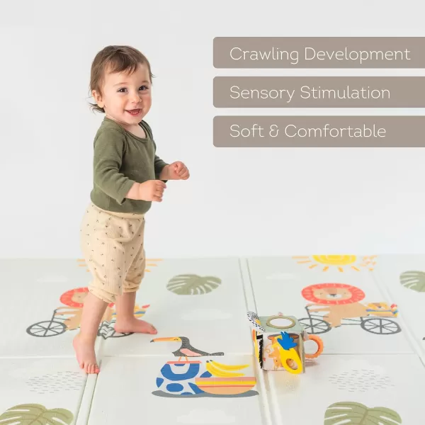 Taf Toys ExtraLarge Cushioned Folded Baby Play Mat Foam Play Mat 79quot x 59quot Large Baby Mat for Floor Foldable Playmats for Babies and Toddlers Waterproof Foam Playmat Kids Play Mat with Travel BagMulti