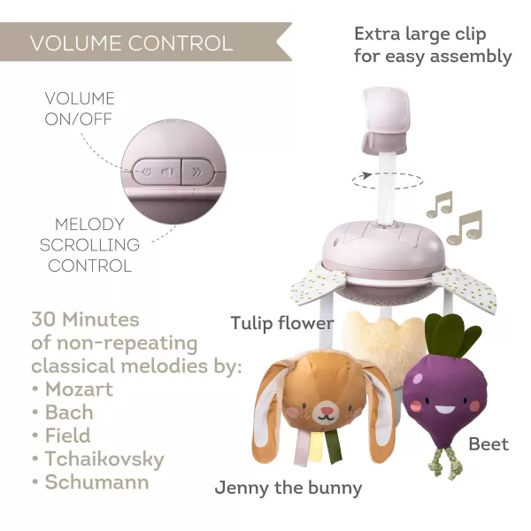 Taf Toys Garden Musical Mobile for Crib with Classical Melodies Soft Hanging Toys Promotes Motor Skills ampamp Emotional Development Large Clip for Easy Attachment Suitable for Baby Boys ampamp Girls